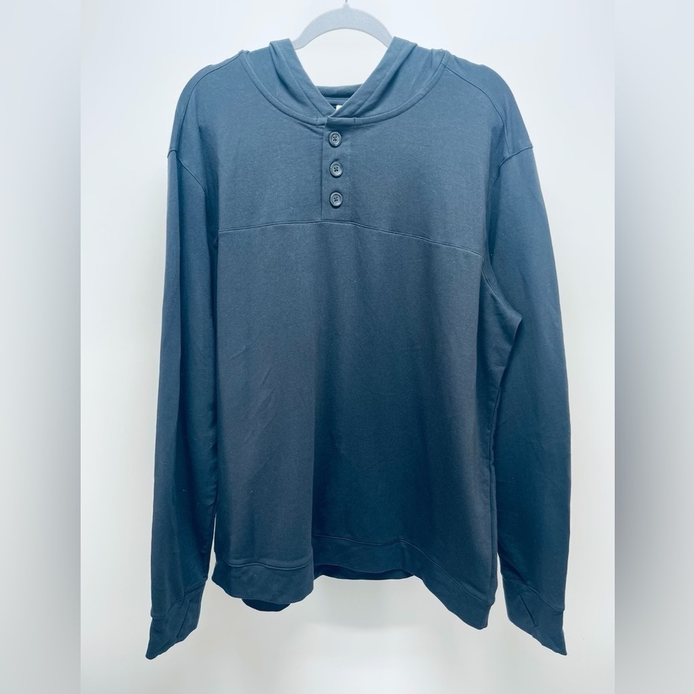 All in Motion Men's Black Button Long Sleeve Thumb Hole Hoodie Size XL